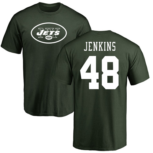 New York Jets Men Green Jordan Jenkins Name and Number Logo NFL Football #48 T Shirt->women nfl jersey->Women Jersey